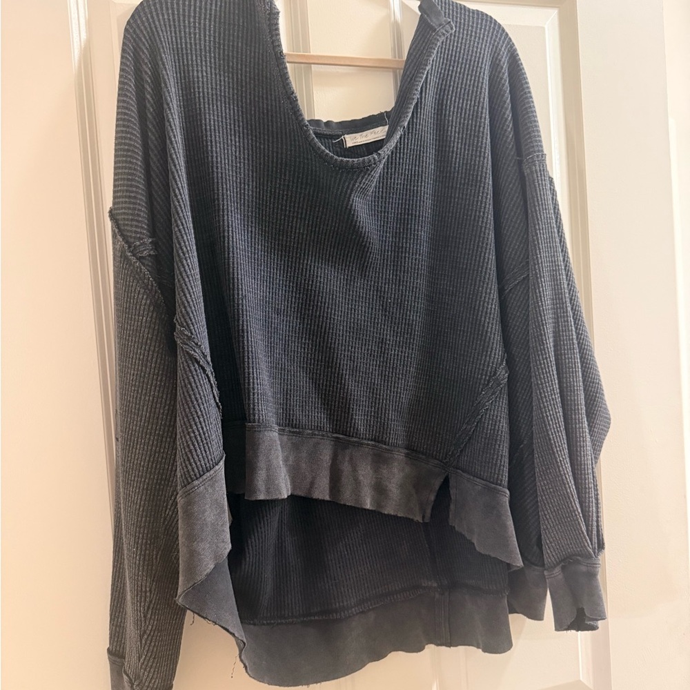 We The Free Charcoal Textured Knit Top